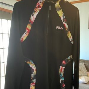 Fila Black Hoodie with Colorful Accents